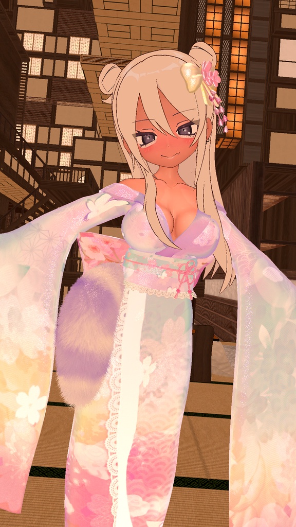 「ダリア」マジカワ ギャル 振袖 DLC READY 3D model Unitypackage VRChat