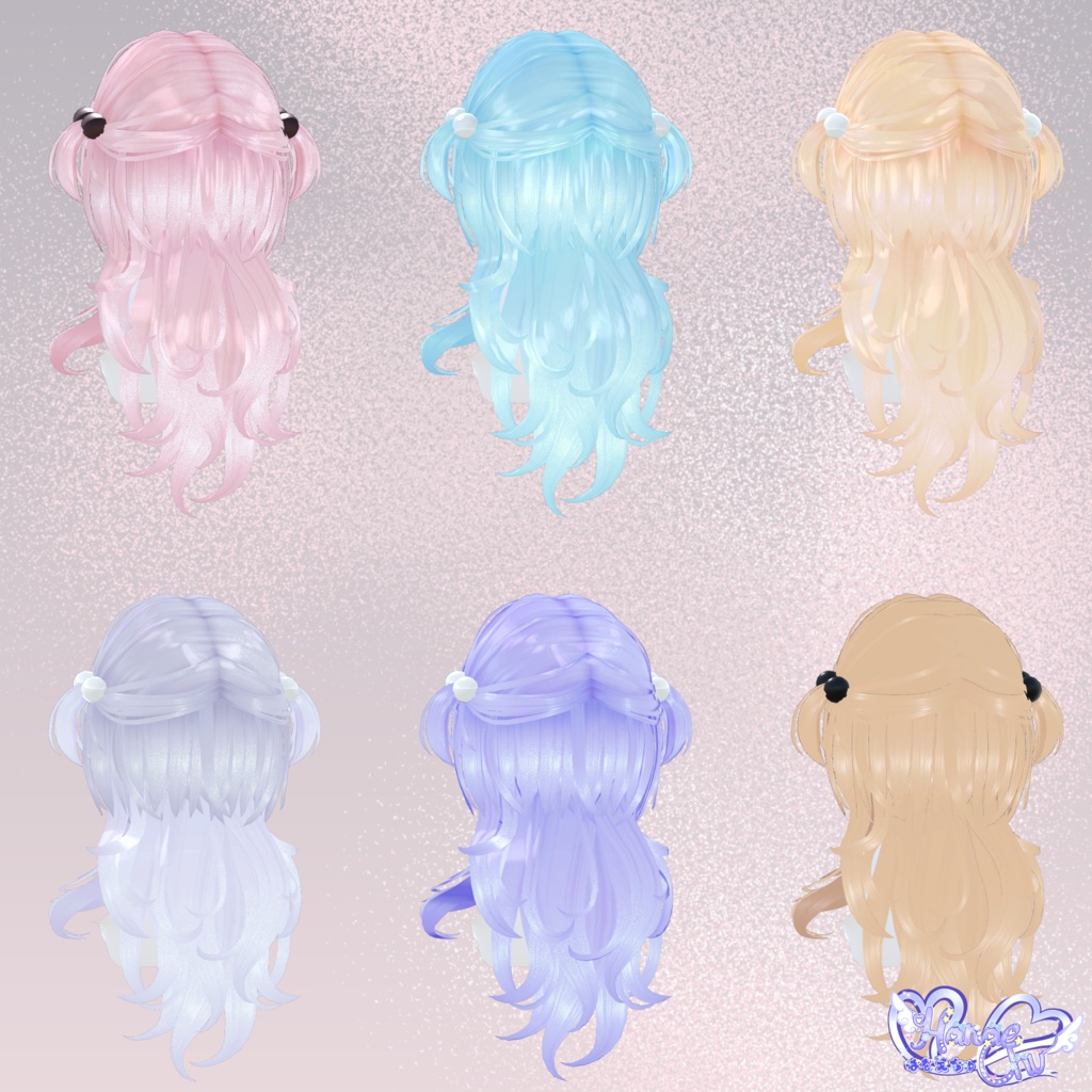 【VRC想定】 2 Way Sweety Hair 3D Model Unitypackage