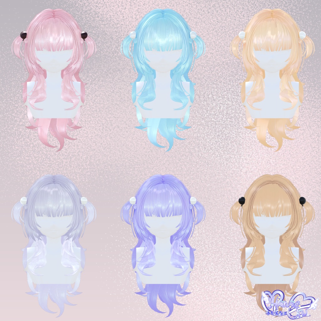 【VRC想定】 2 Way Sweety Hair 3D Model Unitypackage