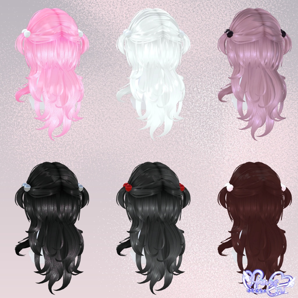 【VRC想定】 2 Way Sweety Hair 3D Model Unitypackage