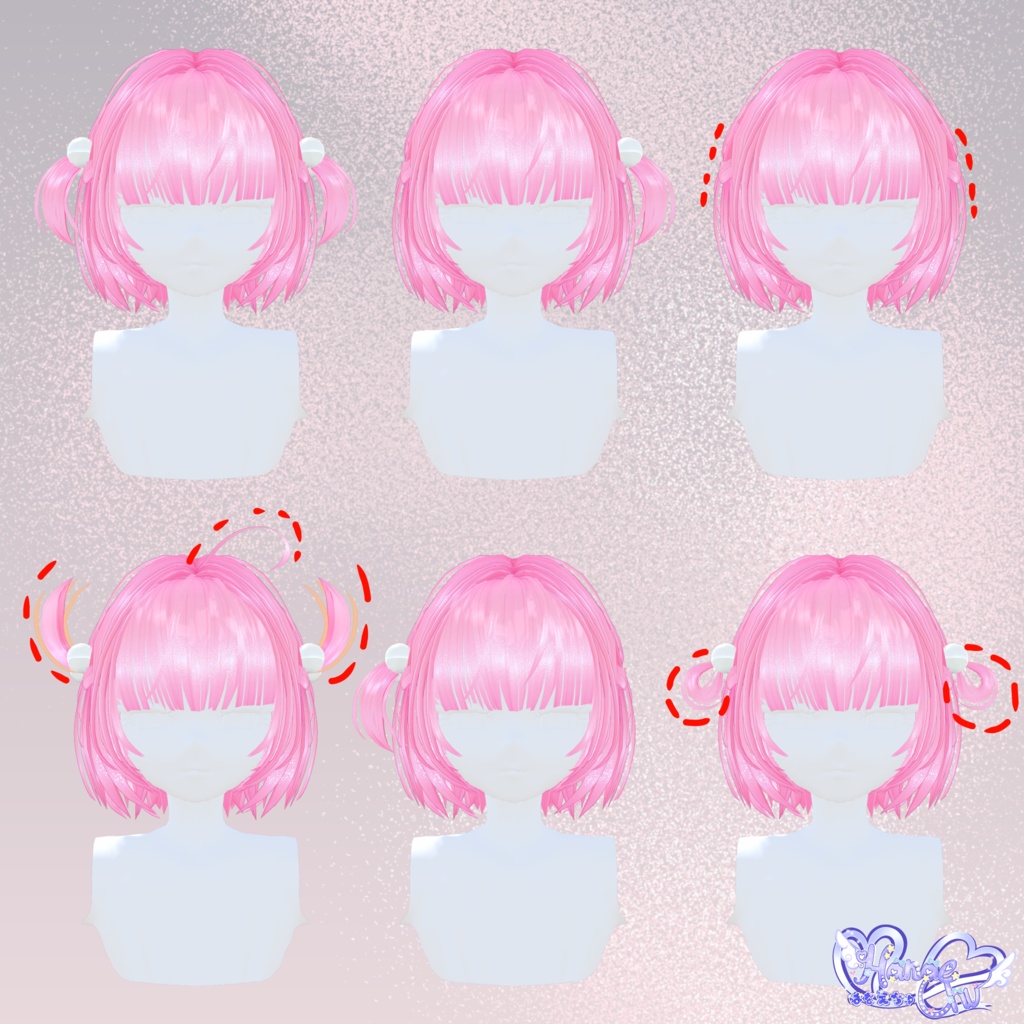 【VRC想定】 2 Way Sweety Hair 3D Model Unitypackage