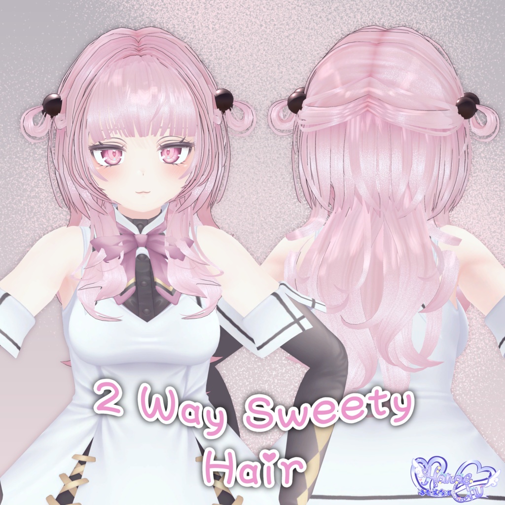 【VRC想定】 2 Way Sweety Hair 3D Model Unitypackage