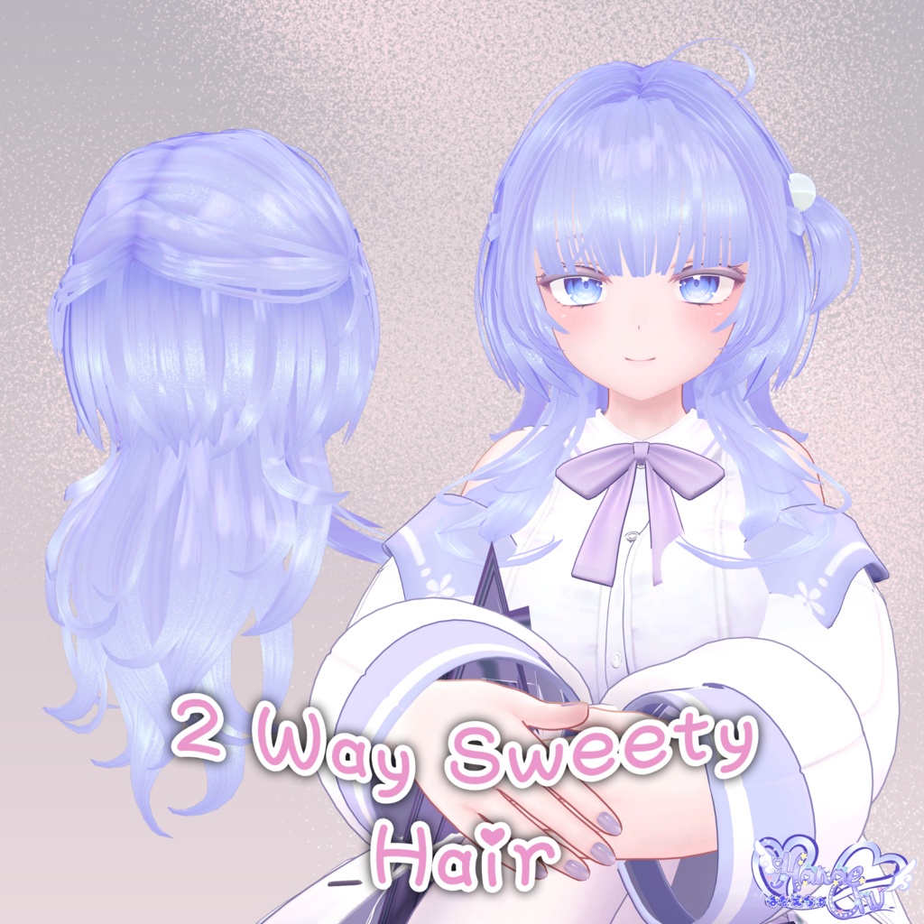 【VRC想定】 2 Way Sweety Hair 3D Model Unitypackage