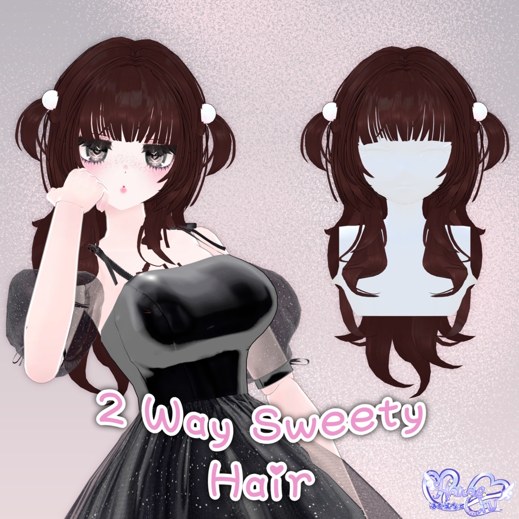 【VRC想定】 2 Way Sweety Hair 3D Model Unitypackage