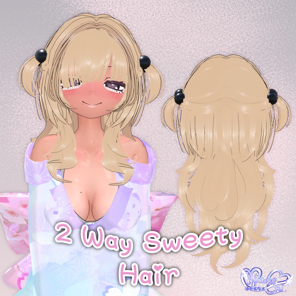 【VRC想定】 2 Way Sweety Hair 3D Model Unitypackage