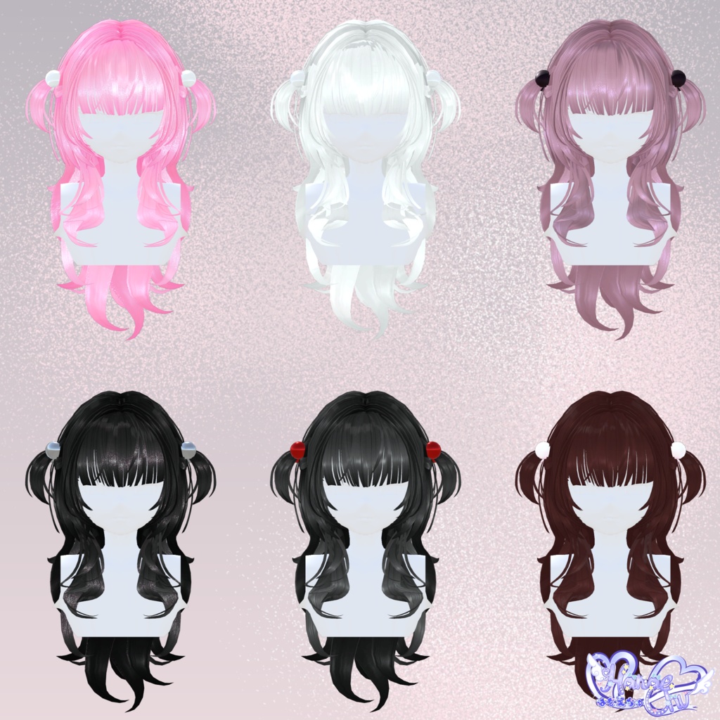 【VRC想定】 2 Way Sweety Hair 3D Model Unitypackage