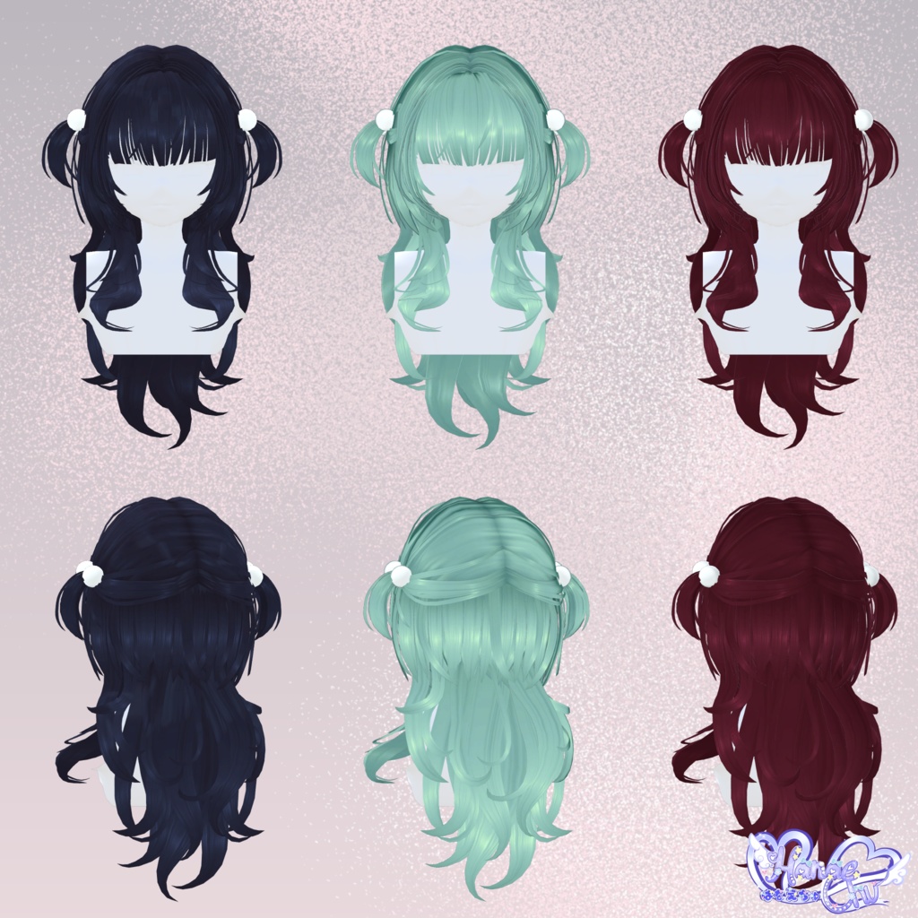 【VRC想定】 2 Way Sweety Hair 3D Model Unitypackage