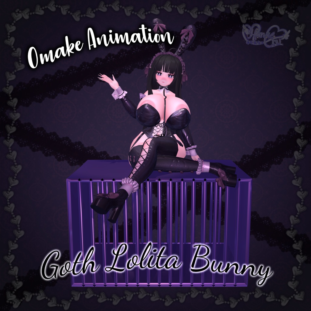 Goth Lolita Bunny Outfit Set †𓆩♡𓆪† ゴスロリタバニー 衣装 セット 3D Model Unitypackage Modular Avatar
