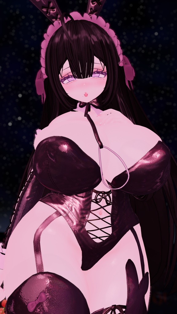 Goth Lolita Bunny Outfit Set †𓆩♡𓆪† ゴスロリタバニー 衣装 セット 3D Model Unitypackage Modular Avatar