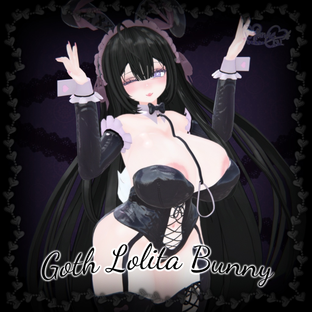 Goth Lolita Bunny Outfit Set †𓆩♡𓆪† ゴスロリタバニー 衣装 セット 3D Model Unitypackage Modular Avatar