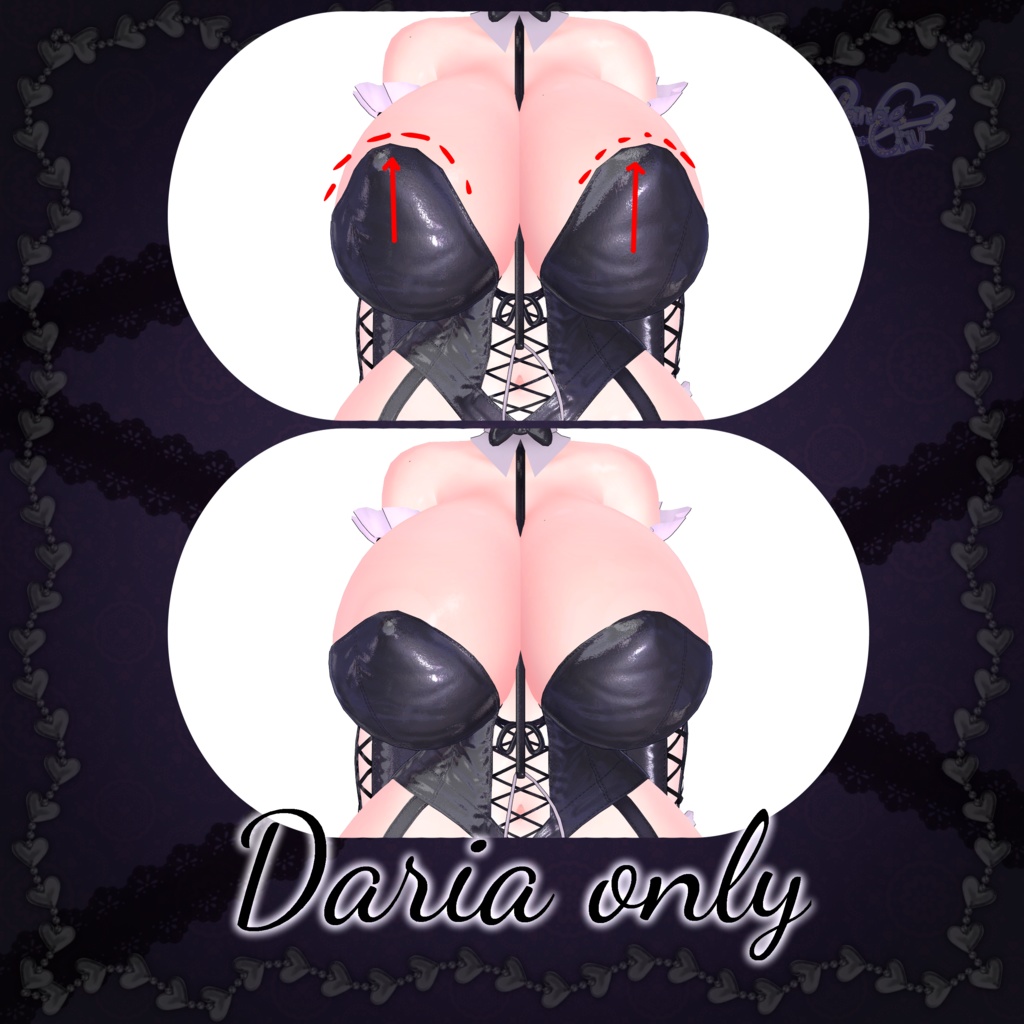 Goth Lolita Bunny Outfit Set †𓆩♡𓆪† ゴスロリタバニー 衣装 セット 3D Model Unitypackage Modular Avatar