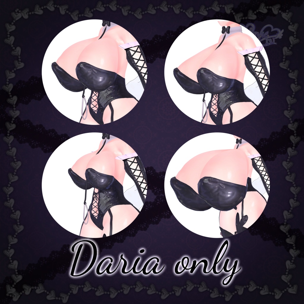Goth Lolita Bunny Outfit Set †𓆩♡𓆪† ゴスロリタバニー 衣装 セット 3D Model Unitypackage Modular Avatar