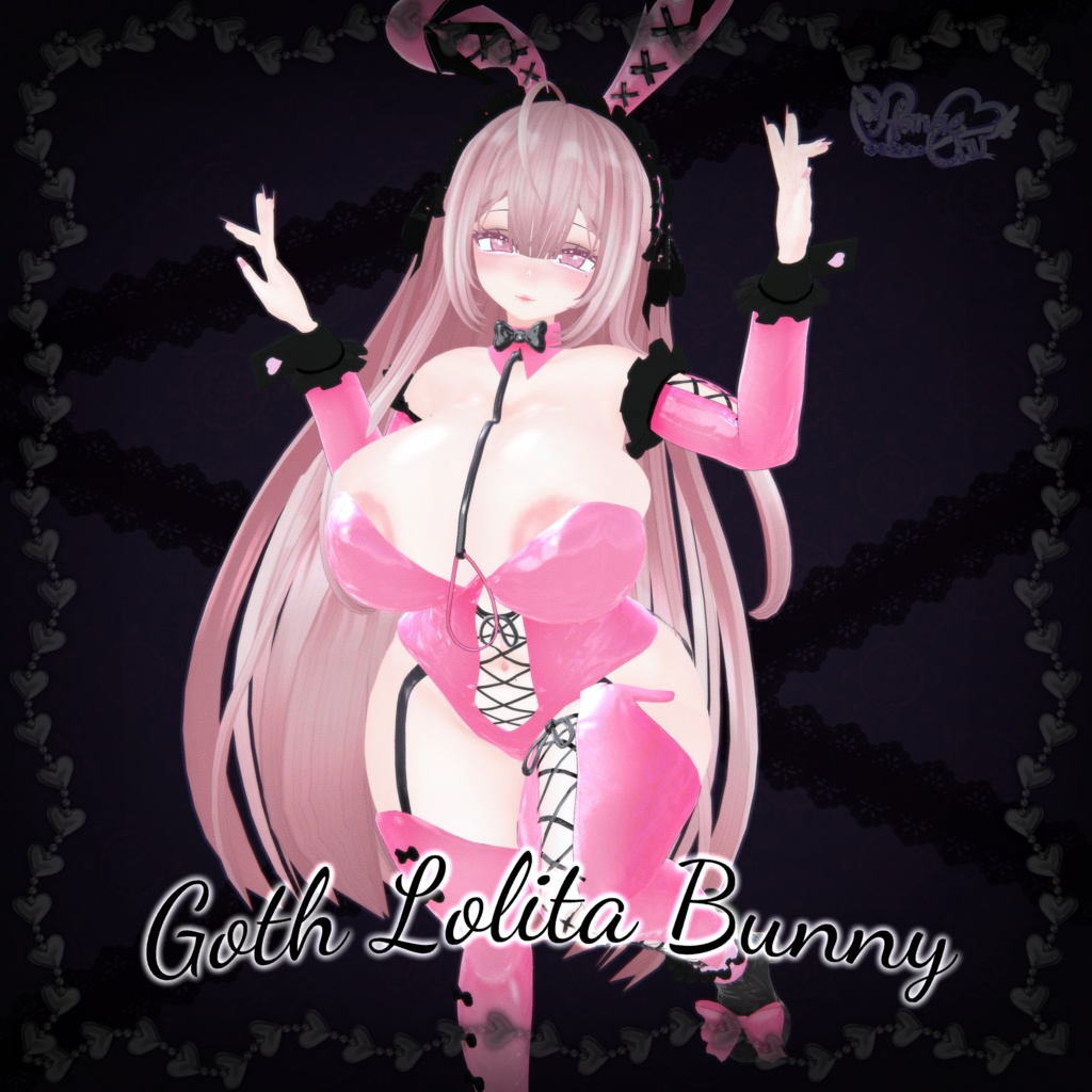 Goth Lolita Bunny Outfit Set †𓆩♡𓆪† ゴスロリタバニー 衣装 セット 3D Model Unitypackage Modular Avatar