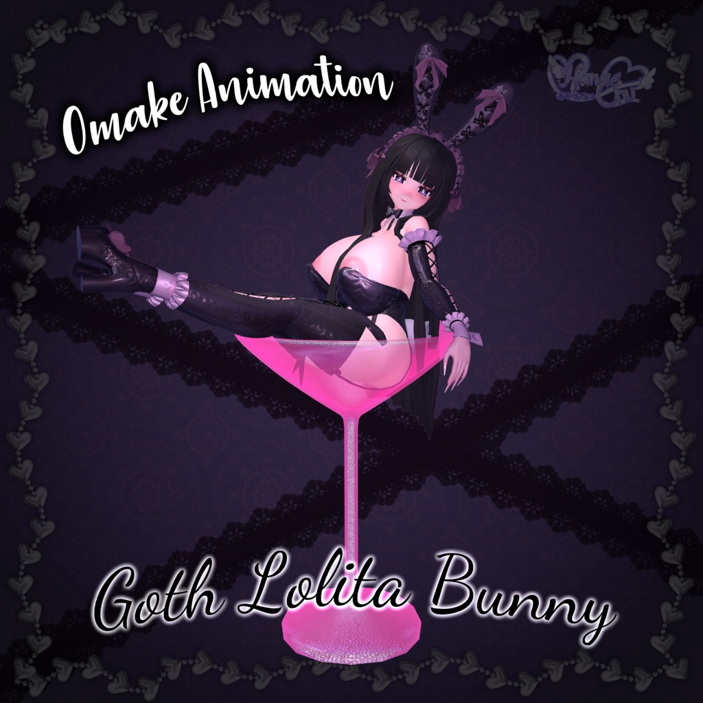 Goth Lolita Bunny Outfit Set †𓆩♡𓆪† ゴスロリタバニー 衣装 セット 3D Model Unitypackage Modular Avatar
