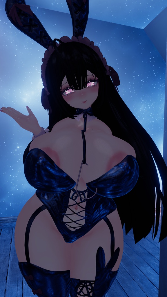 Goth Lolita Bunny Outfit Set †𓆩♡𓆪† ゴスロリタバニー 衣装 セット 3D Model Unitypackage Modular Avatar