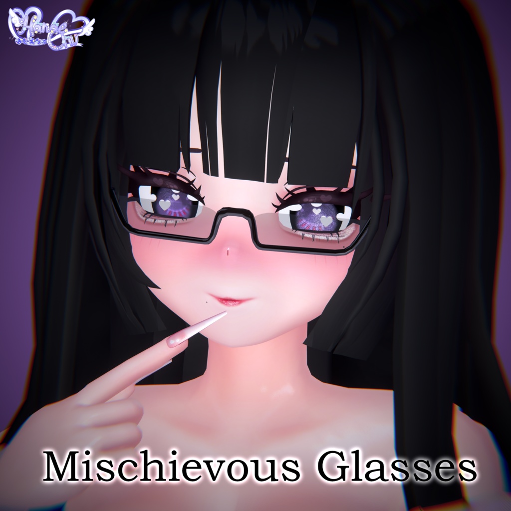 【VRC想定】 Mischievous Glasses 3D Model Unitypackage