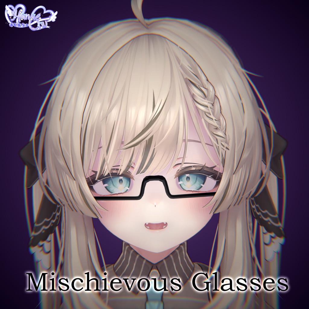 【VRC想定】 Mischievous Glasses 3D Model Unitypackage