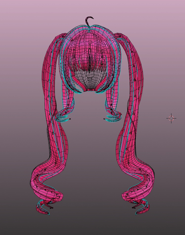 【VRC想定】Springy Twintails Hair 3D Model Unitypackage