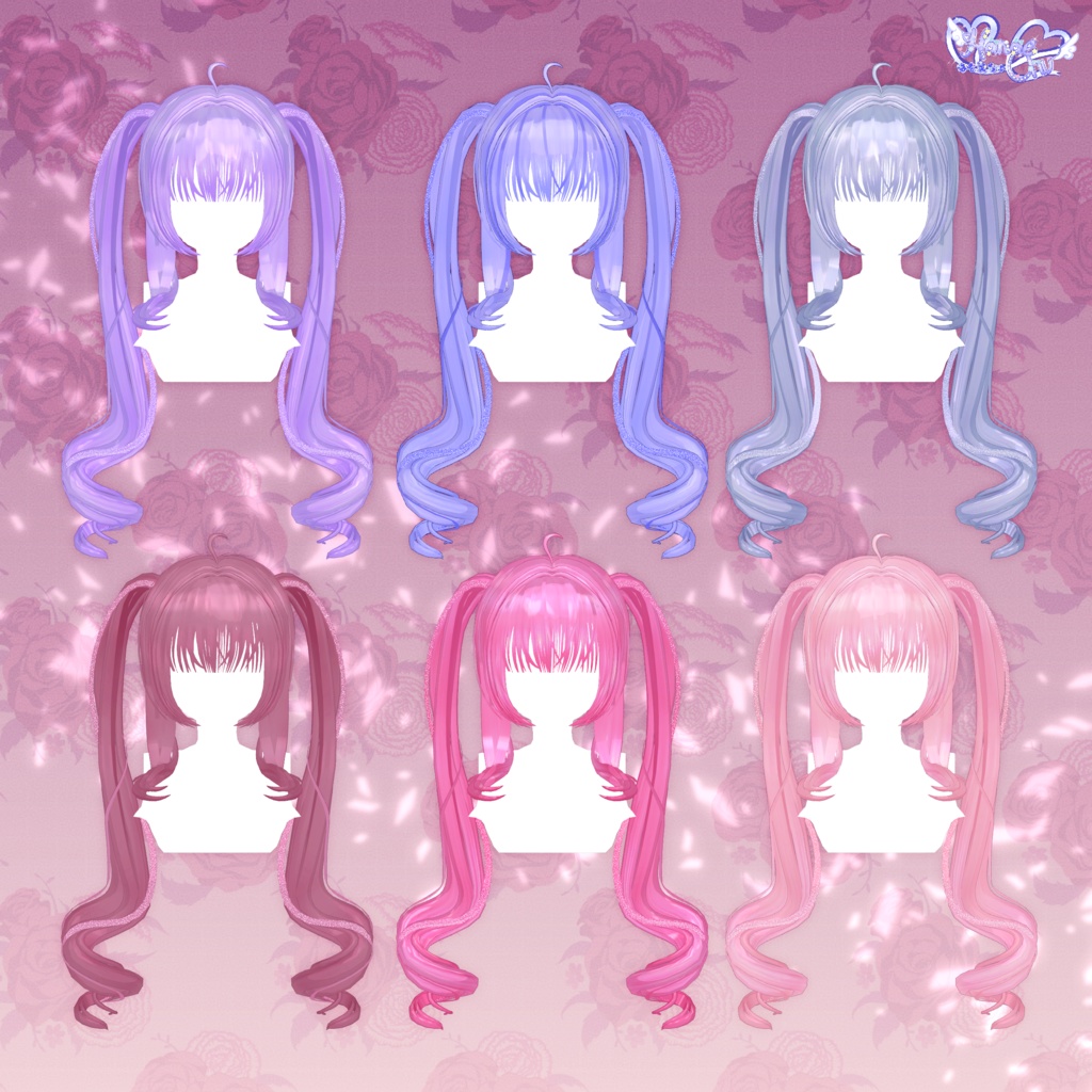 【VRC想定】Springy Twintails Hair 3D Model Unitypackage
