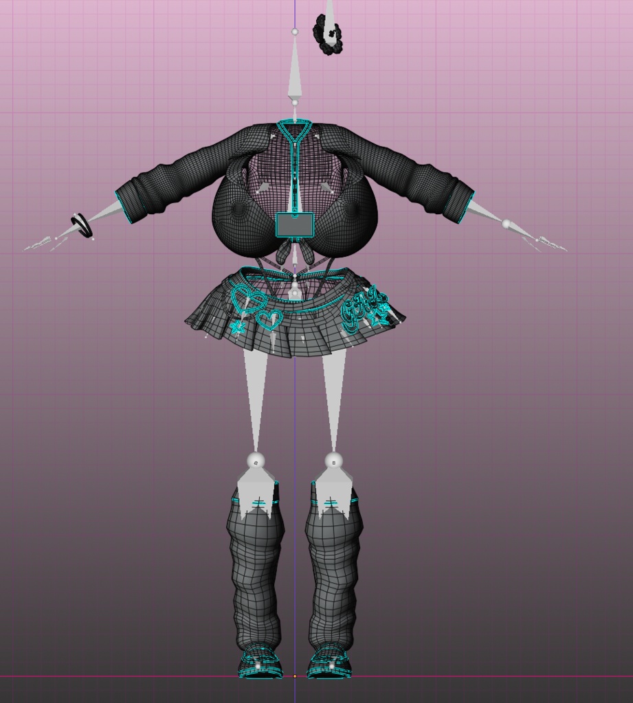 【VRC想定】 マジカワJKギャル 🌺 Majikawa JK Gyaru Outfit Set 衣装 セット 3D Model Unitypackage Modular Avatar