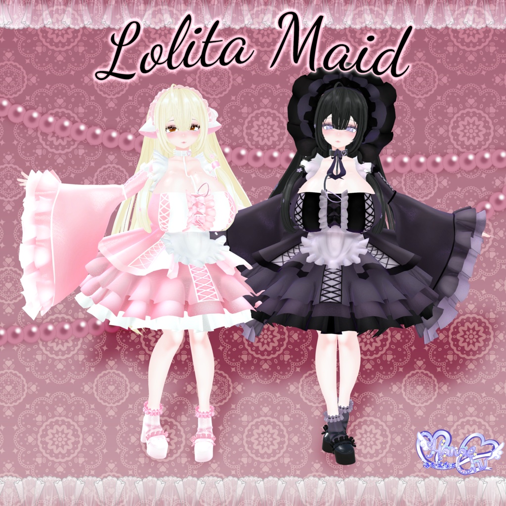 「伊邪那美」Lolita Maid Outfit Set †𓆩♡𓆪† ロリタメイド 衣装 セット 3D Model Unitypackage Modular Avatar