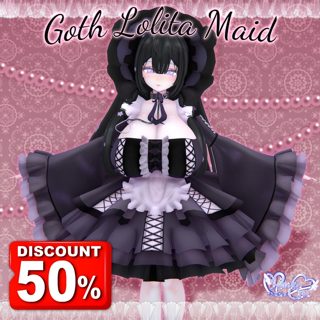 「伊邪那美」Lolita Maid Outfit Set †𓆩♡𓆪† ロリタメイド 衣装 セット 3D Model Unitypackage Modular Avatar