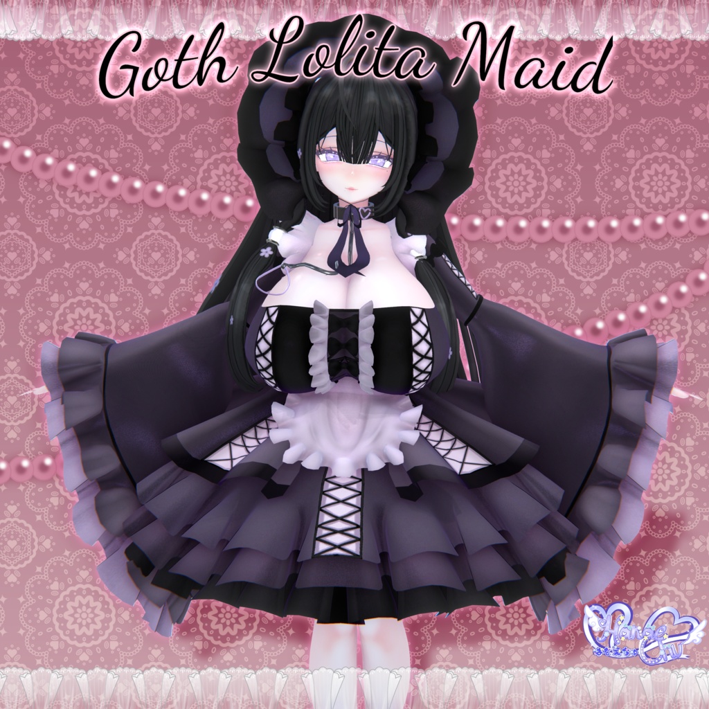 「伊邪那美」Lolita Maid Outfit Set †𓆩♡𓆪† ロリタメイド 衣装 セット 3D Model Unitypackage Modular Avatar