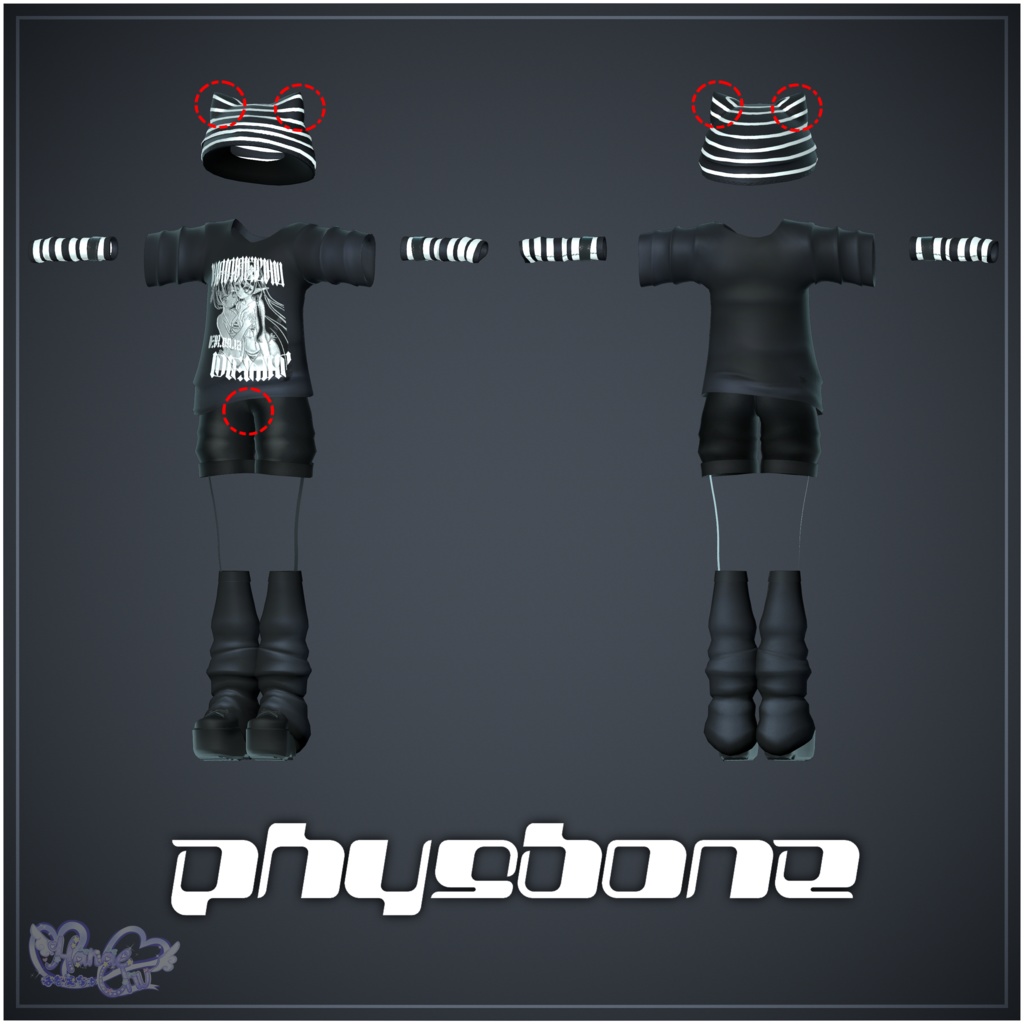 Mens Subculture Punk Outfit Set メンズ サブカル パンク 衣装 セット 3D Model Unitypackage Modular Avatar対応