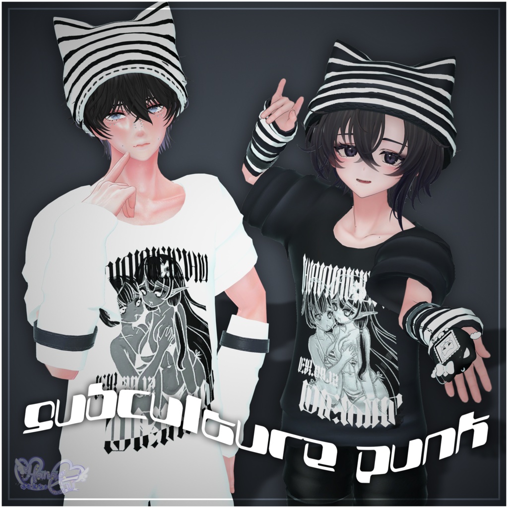 Mens Subculture Punk Outfit Set  メンズ サブカル パンク 衣装 セット 3D Model Unitypackage Modular Avatar対応