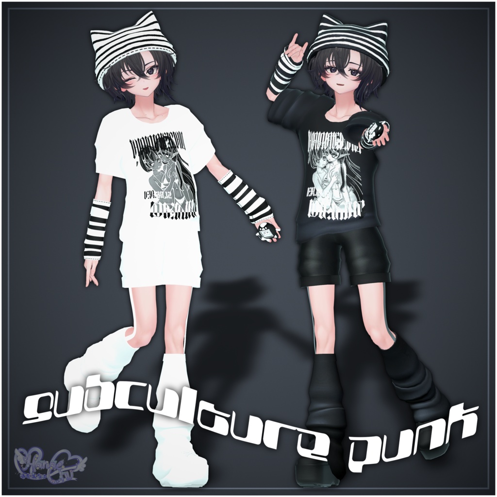 Mens Subculture Punk Outfit Set メンズ サブカル パンク 衣装 セット 3D Model Unitypackage Modular Avatar対応