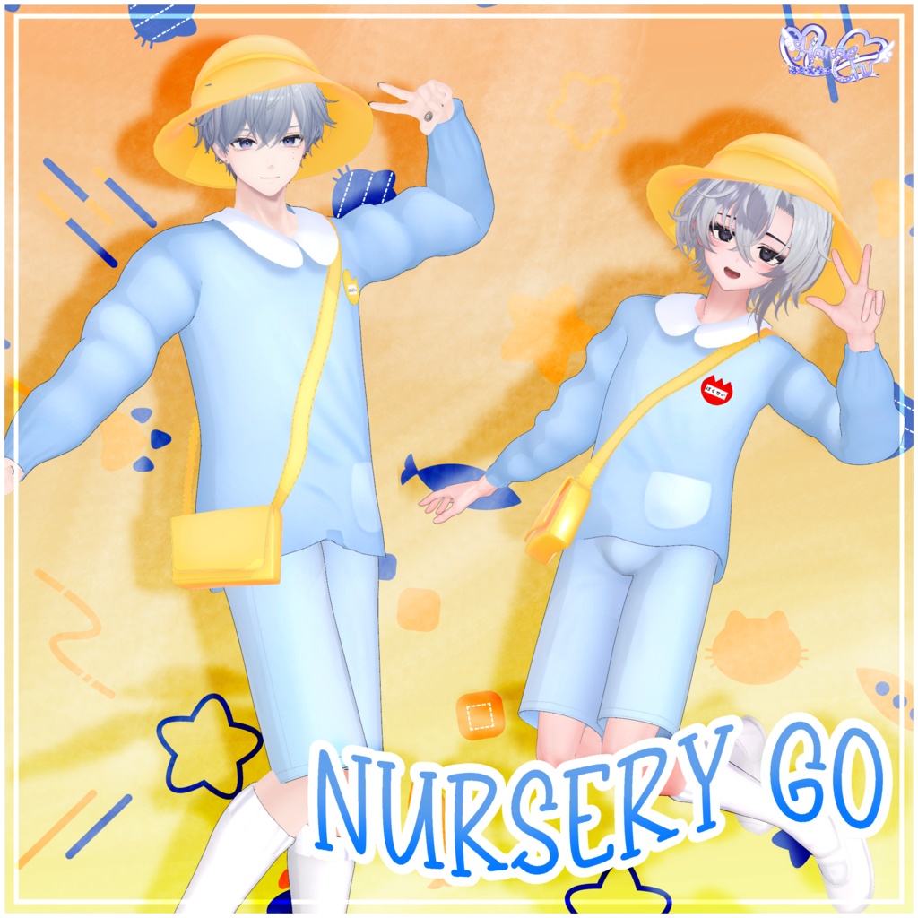 Mens Nursery Cosplay メンズ の幼稚園 コスプレ衣装セット  3D Model Unitypackage Modular Avatar対応