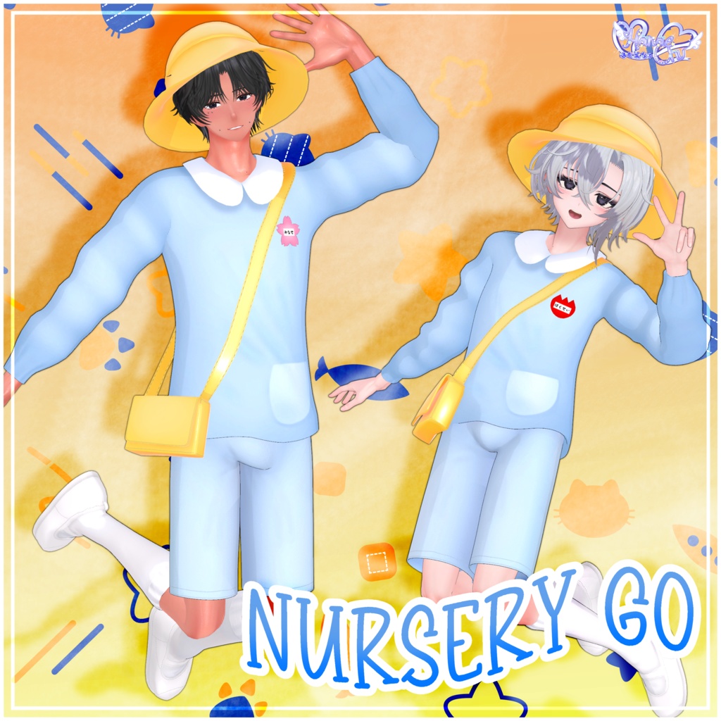 Mens Nursery Cosplay メンズ の幼稚園 コスプレ衣装セット  3D Model Unitypackage Modular Avatar対応