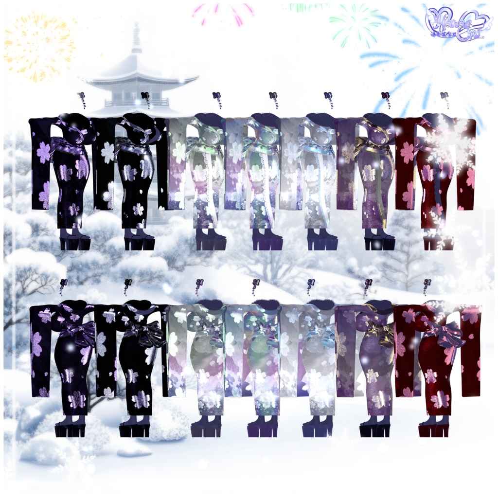 「伊邪那美」マジカワ 振袖 DLC READY 衣装セット VRChat Modular Avatar対応 Unitypackage