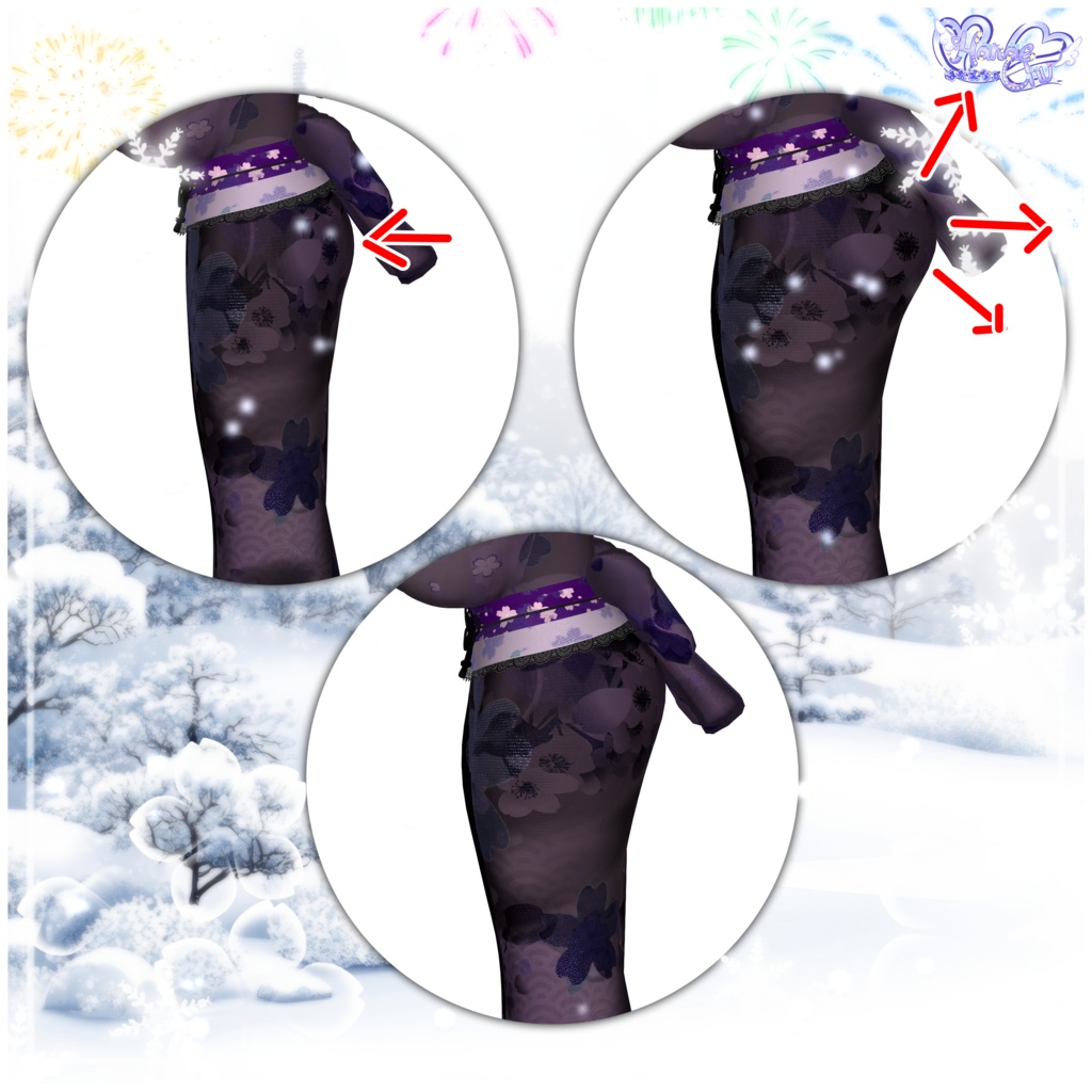 「伊邪那美」マジカワ 振袖 DLC READY 衣装セット VRChat Modular Avatar対応 Unitypackage