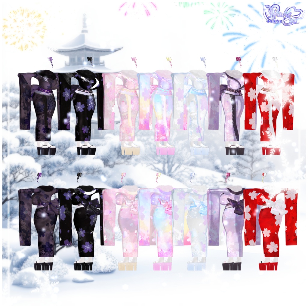 「伊邪那美」マジカワ 振袖 DLC READY 衣装セット VRChat Modular Avatar対応 Unitypackage