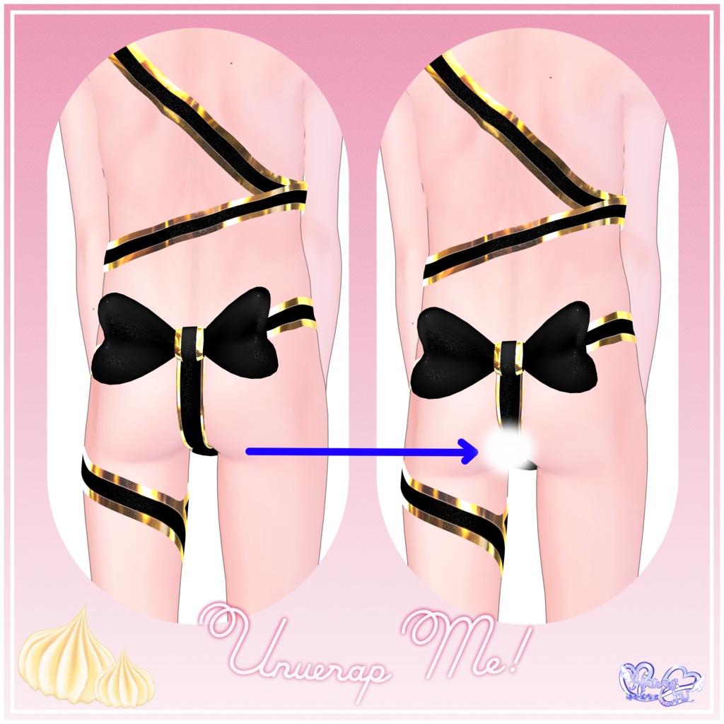 「墨惺/PLUSHEAD」Men's Giftwrap Outfit メンズ の ギフトラップ リボン衣装セット VRChat Modular Avatar対応 Unitypackage