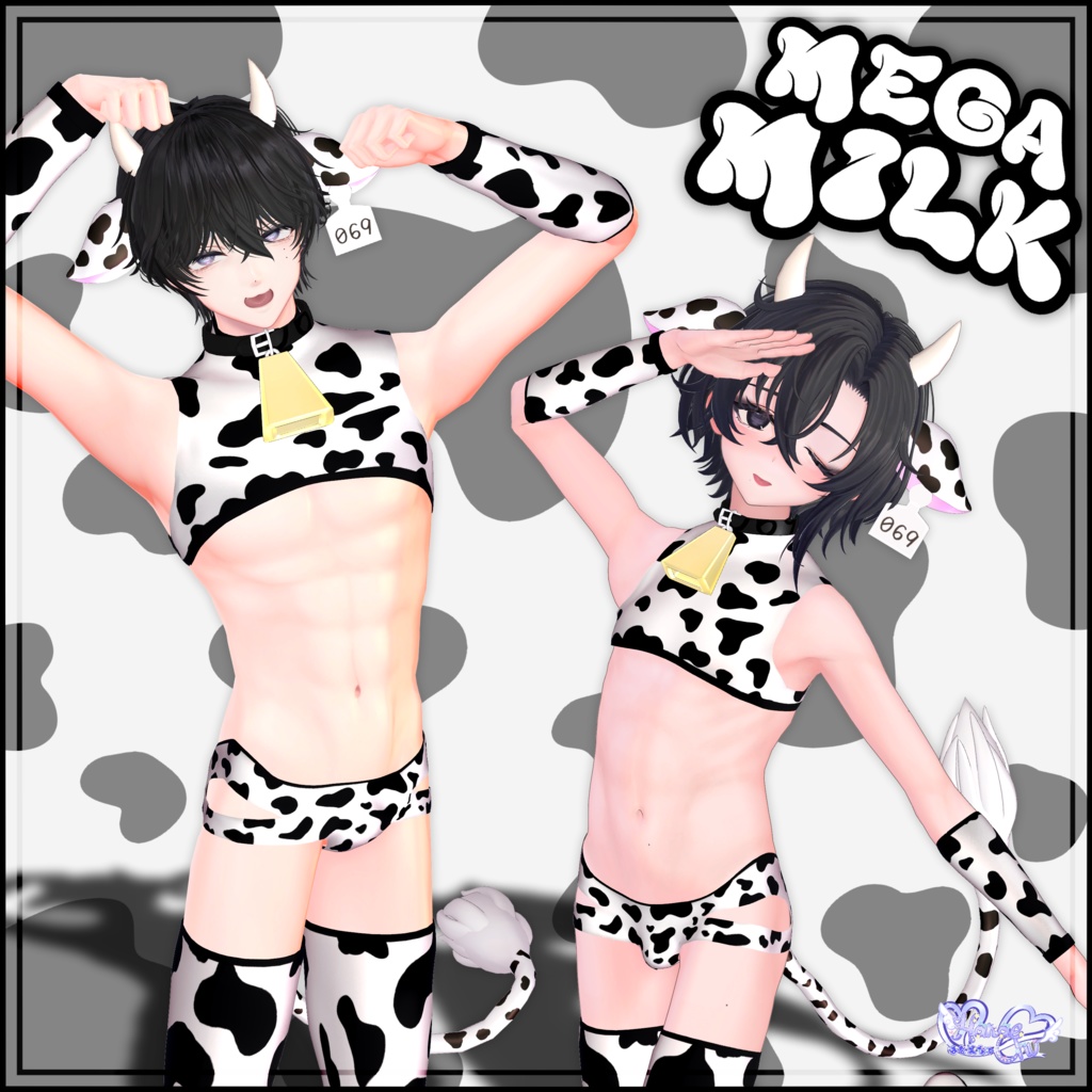 『MEGAMILK』 Mens Cow Outfit メンズ 牛の衣装 Modular Avatar対応 Unitypackage VRChat