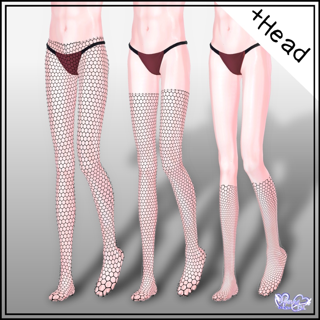 【 +Head 】メンズの網タイツセット Mens Fishnet Stockings Set