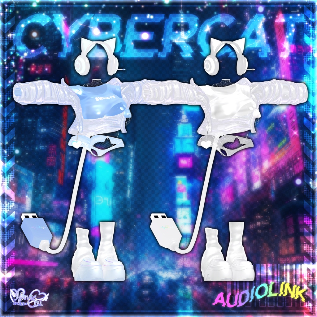 「伊邪那美2.0対応」CYBER CAT Outfit🎮 電脳猫衣装セット Modular Avatar Unitypackage
