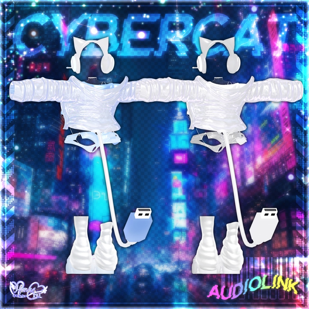 「伊邪那美2.0対応」CYBER CAT Outfit🎮 電脳猫衣装セット Modular Avatar Unitypackage
