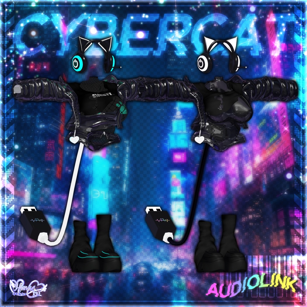 「伊邪那美2.0対応」CYBER CAT Outfit🎮 電脳猫衣装セット Modular Avatar Unitypackage