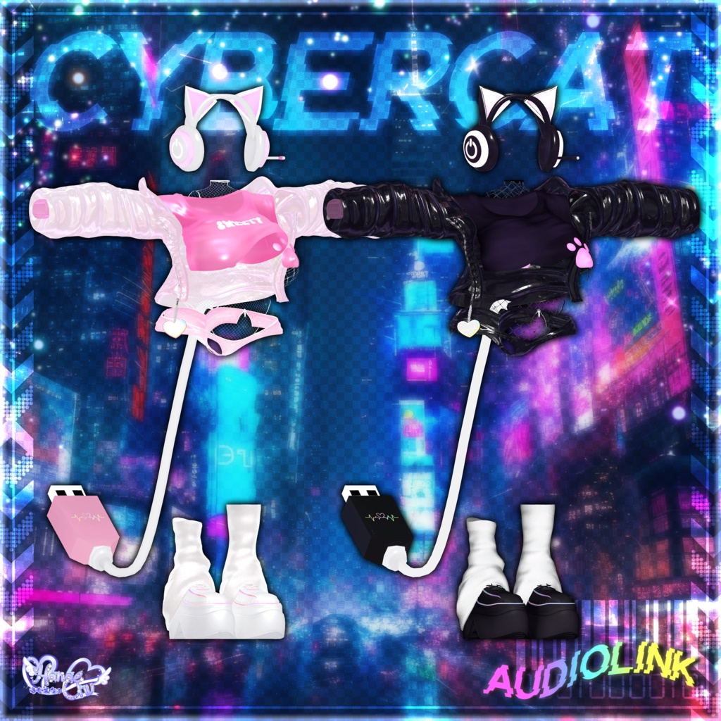 「伊邪那美2.0対応」CYBER CAT Outfit🎮 電脳猫衣装セット Modular Avatar Unitypackage