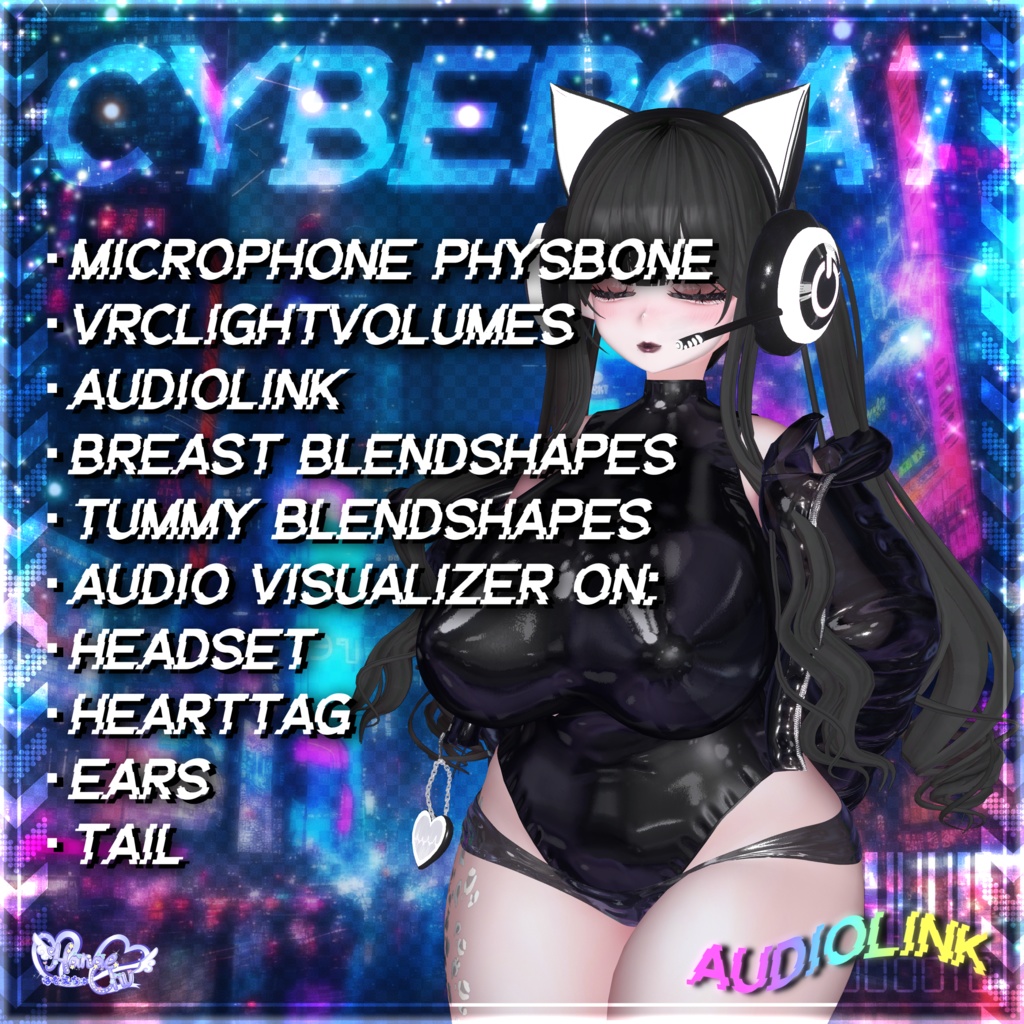 「伊邪那美2.0対応」CYBER CAT Outfit🎮 電脳猫衣装セット Modular Avatar Unitypackage