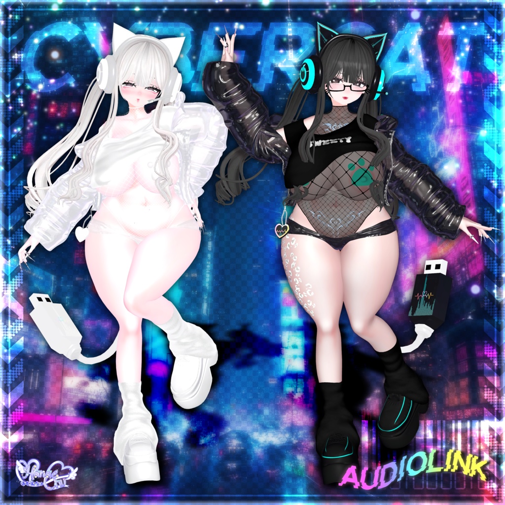 「伊邪那美2.0対応」CYBER CAT Outfit🎮 電脳猫衣装セット Modular Avatar Unitypackage