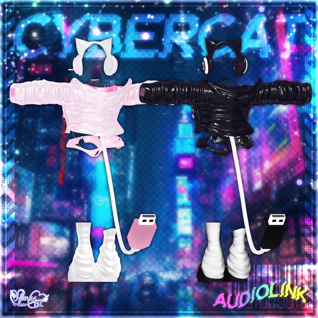 「伊邪那美2.0対応」CYBER CAT Outfit🎮 電脳猫衣装セット Modular Avatar Unitypackage