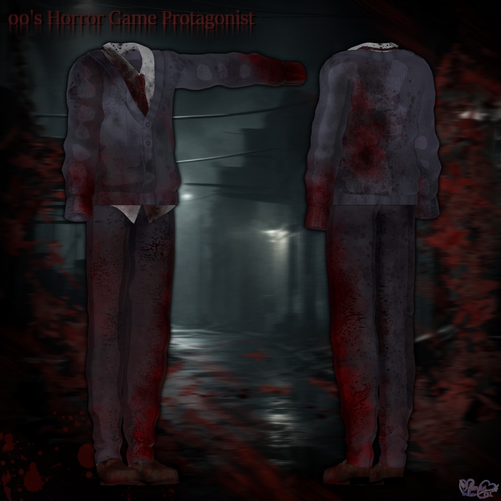 2025 Mens Halloween 🎃「00's Horror Game Protagonist Outfit Set 」「00'sホラゲ主人公の衣装セット」メンズのハロウィン Modular Avatar Unitypackage