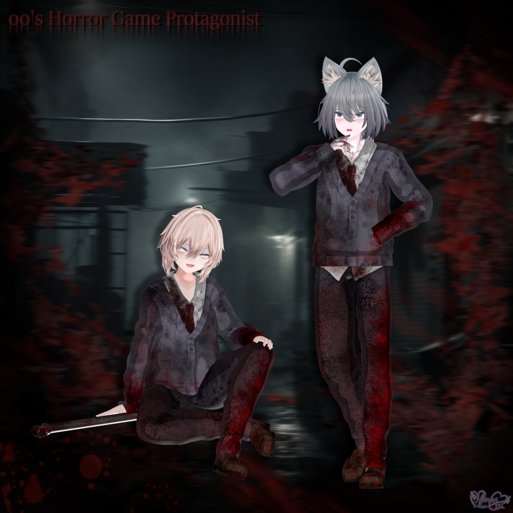 2025 Mens Halloween 🎃「00's Horror Game Protagonist Outfit Set 」「00'sホラゲ主人公の衣装セット」メンズのハロウィン Modular Avatar Unitypackage