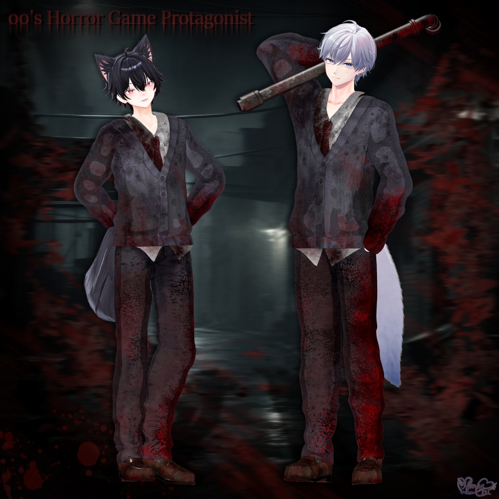2025 Mens Halloween 🎃「00's Horror Game Protagonist Outfit Set 」「00'sホラゲ主人公の衣装セット」メンズのハロウィン Modular Avatar Unitypackage