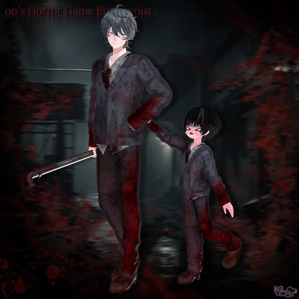 2025 Mens Halloween 🎃「00's Horror Game Protagonist Outfit Set 」「00'sホラゲ主人公の衣装セット」メンズのハロウィン Modular Avatar Unitypackage