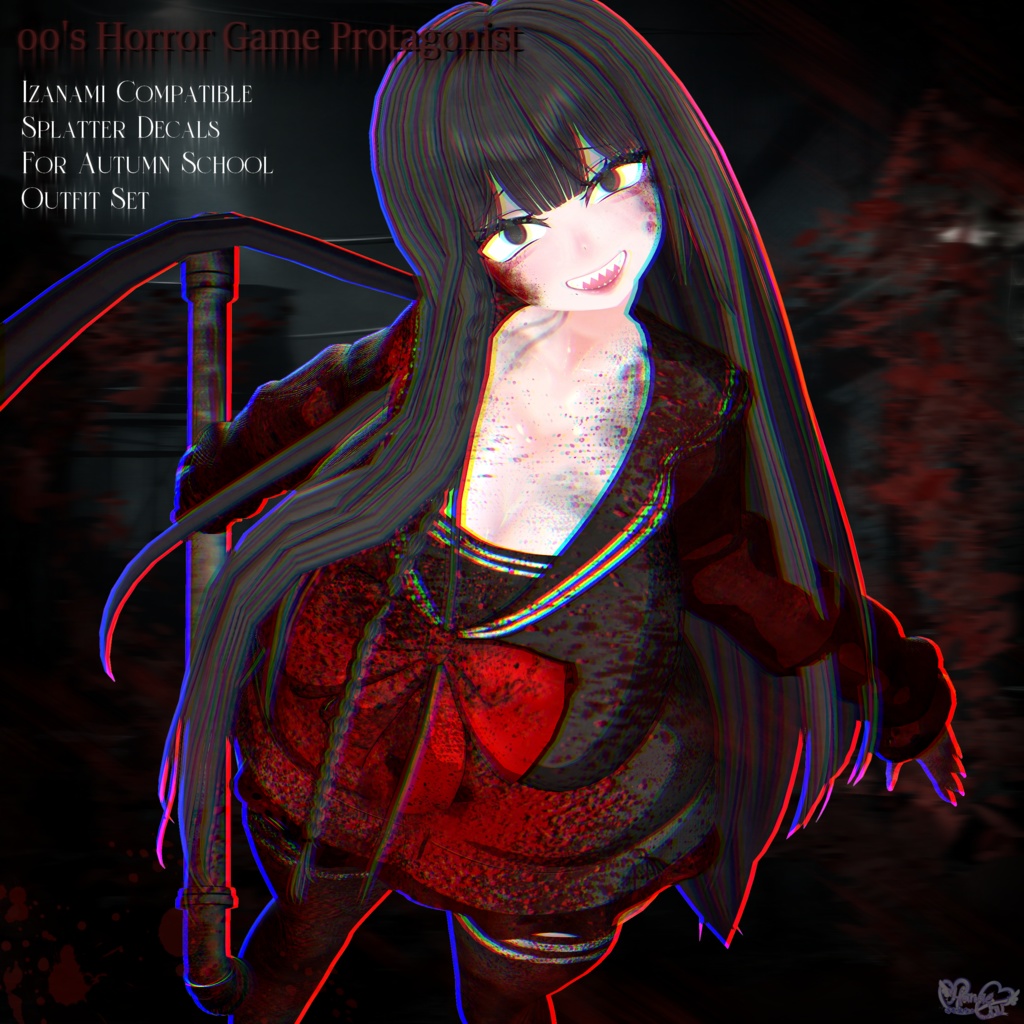 【Autumn School対応】「00's Horror Game Protagonist Texture Decal 」🎃 「00'sホラゲ主人公のデカール」Blood Decal Textures for Autumn School Outfit